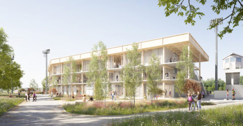 Vue de la future tribune multifonctionnelle